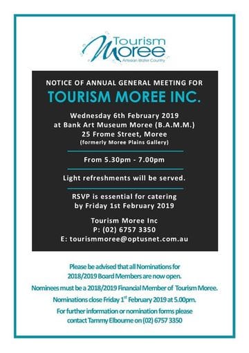 Tourism Moree Inc Annual General Meeting